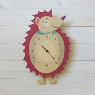 Horloge hérisson en bois